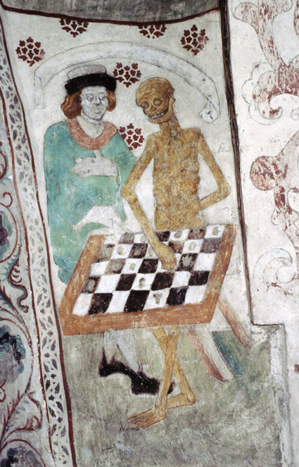 Schackspelet med döden i Täby kyrka.
